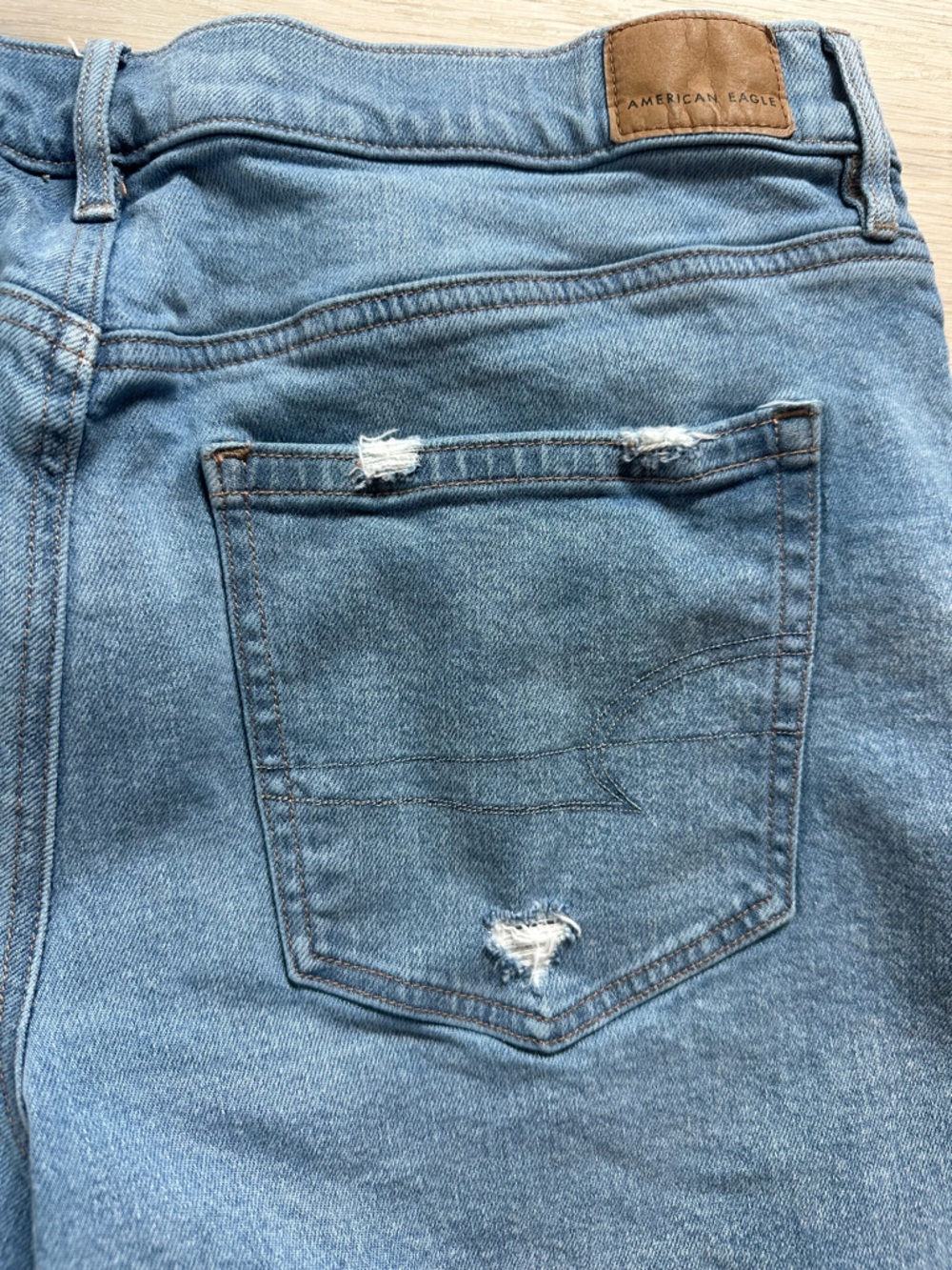 American Eagle Outfitters Light Blue Distressed Denim Jean Shorts - Picture 2 of 5